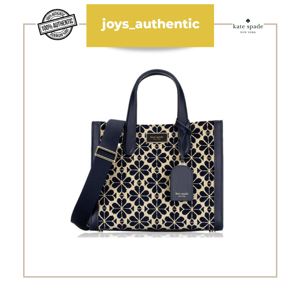 Tas wanita Kate Spade Manhattan Spade Flower Chenille Fabric Small Tote Biru Blue Multi woman bag au