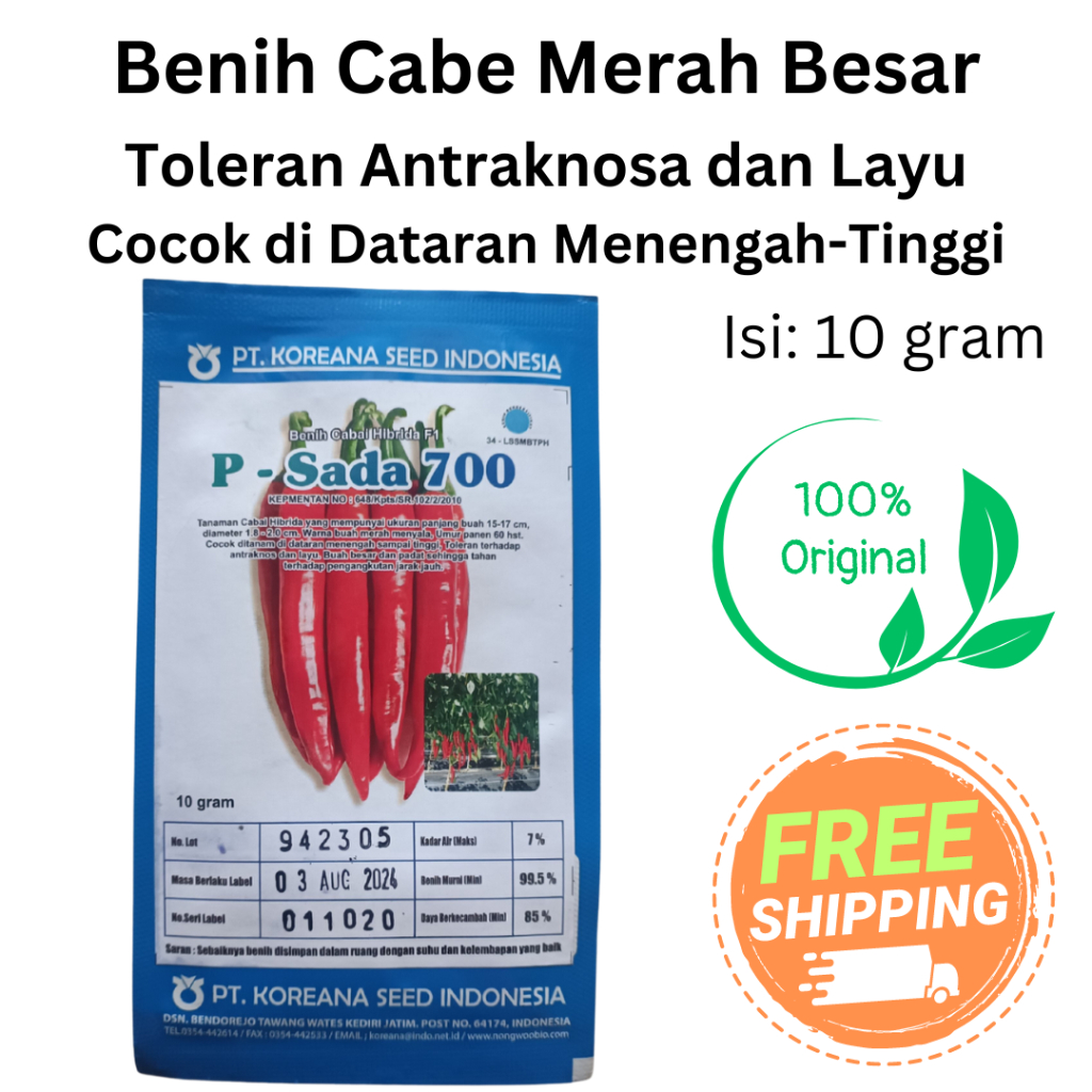 P-SADA 700 Benih Cabe Merah Besar isi 10 gram Koreana Seed