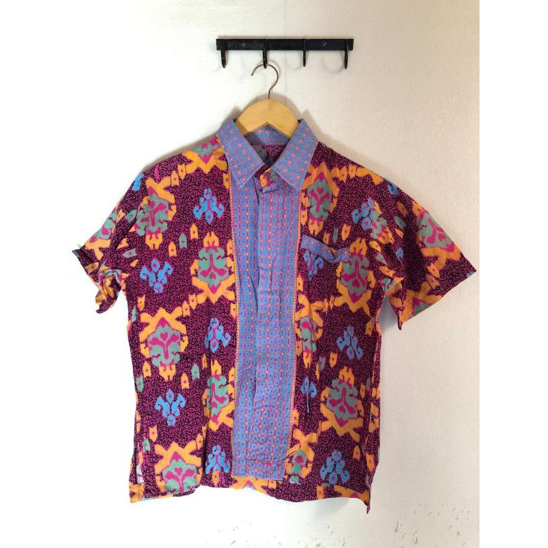 Baju Batik Pria/Kemeja Motif Batik Warna Pink Lengan Pendek