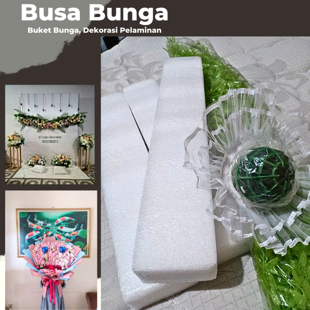 Foam Putih Busa Elastis kotak / Busa Dekorasi Floral bunga kering artificial Premium