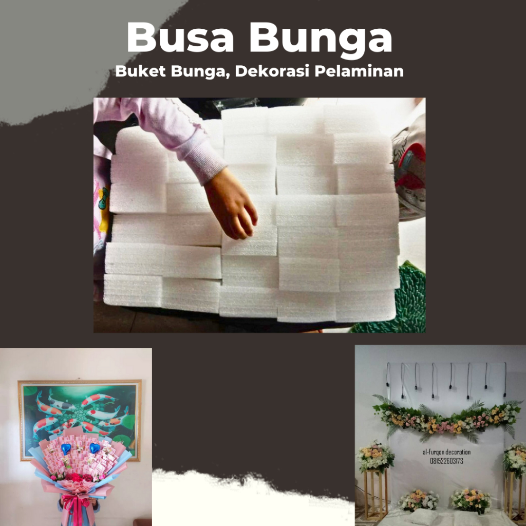 Busa Elastis dekorasi kotak / Foam Putih dekorasi pelaminan / backdrop / buket / busa bunga