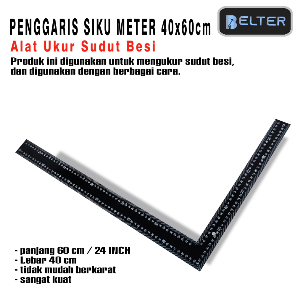 Siku Hitam 40 x 60 cm Penggaris Siku Meter PENGGARIS SIKU METER 40 X 60 CM SIKU TUKANG PENGUKUR SUDU