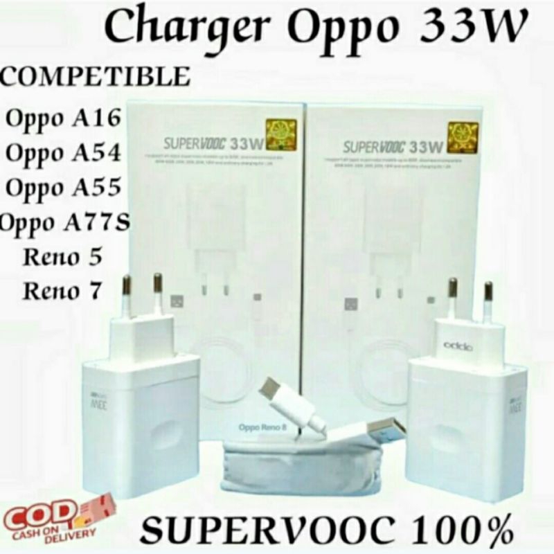 Charger Oppo Reno 7 7z 8 8z A74  A57 A58 A76 A95 5G  Super Vooc  33w 33 watt