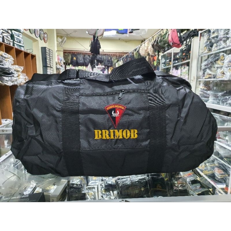 Tas Guling Brimob Hitam | Tas Duffel besar | Tas baju ukuran besar | Tas piknik besar | Tas Mudik