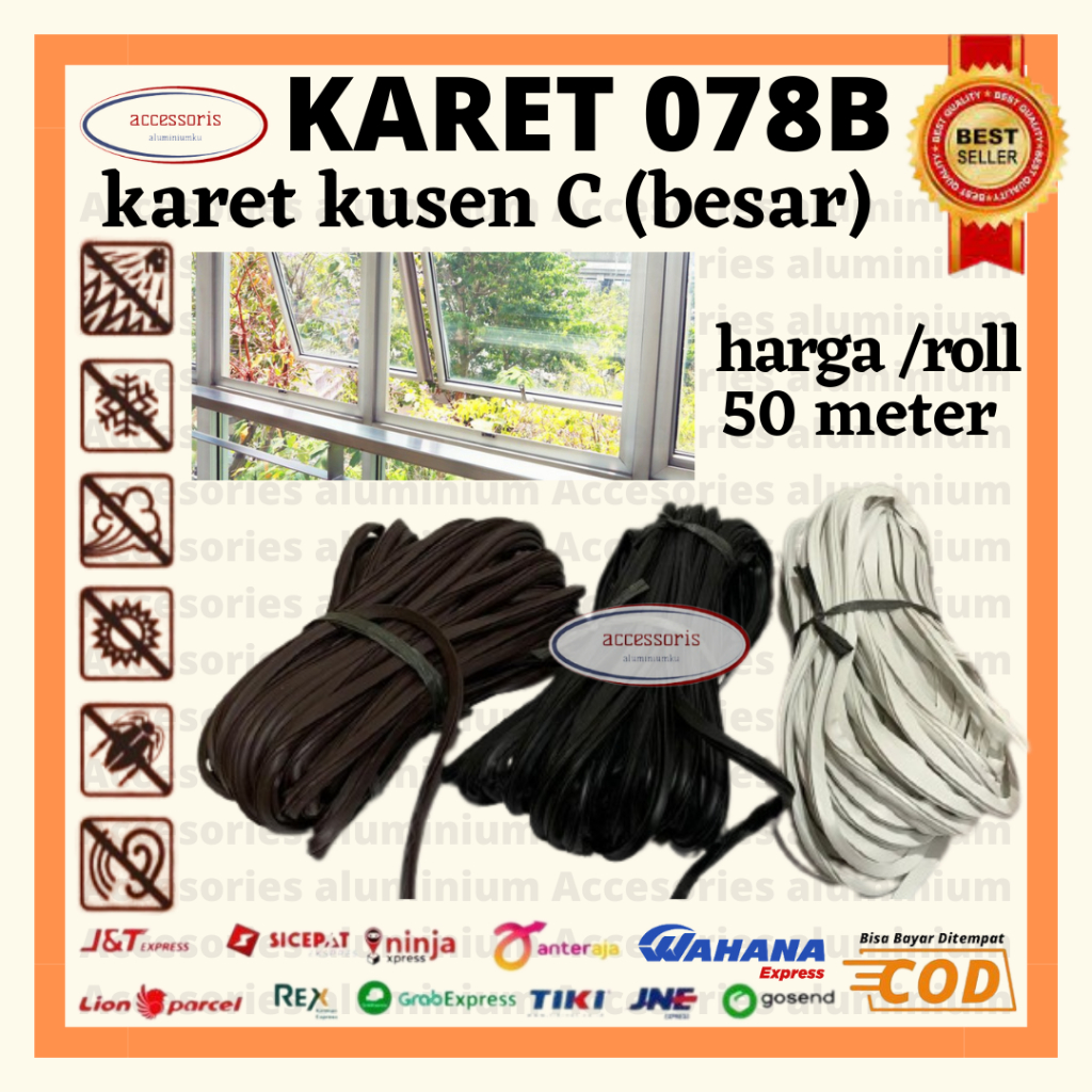 Karet C 078B / Karet Untuk Jendela, Kusen Aluminium