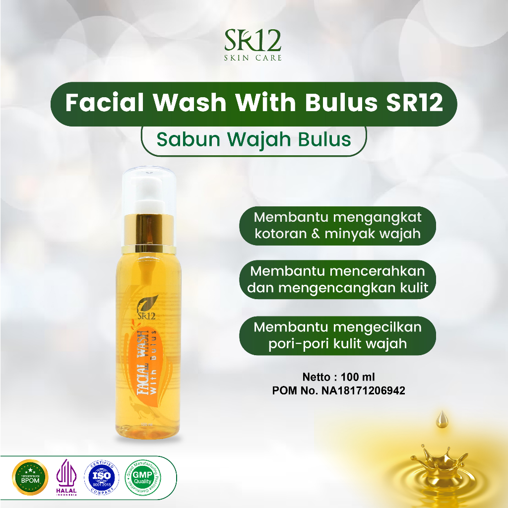 Facial Wash Bulus SR12 - Sabun Cair Bulus Pembersih Wajah Untuk Kulit Normal, Berminyak, Flek Hitam,
