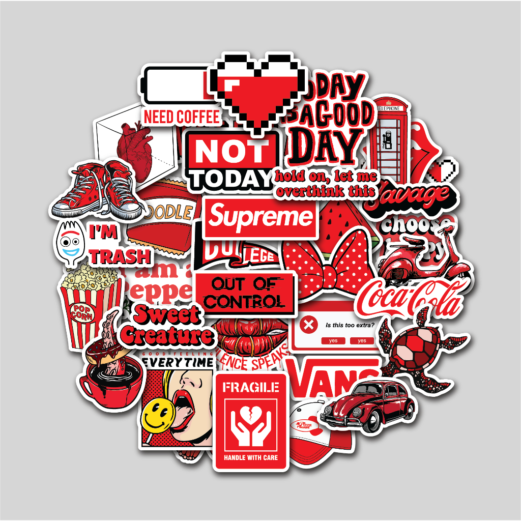 

STICKER PACK RED AESTHETIC | STIKER TUMBLER LAPTOP | STICKER KOPER HELM