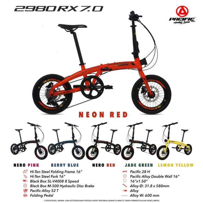 sepeda lipat 16" Pacific Fold 2980 RX 7.0 DB VT sepeda lipat dewasa sepeda lipat remaja - gowes laju