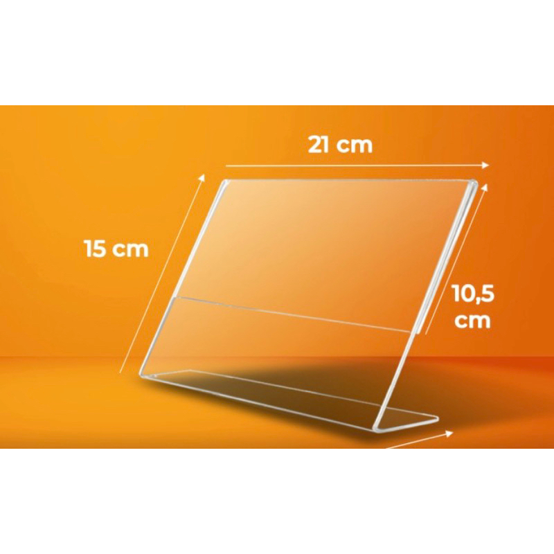 

akrilik bening tempat brosur A5 tent card landscape model L uk 21x15cm tebal 2mm