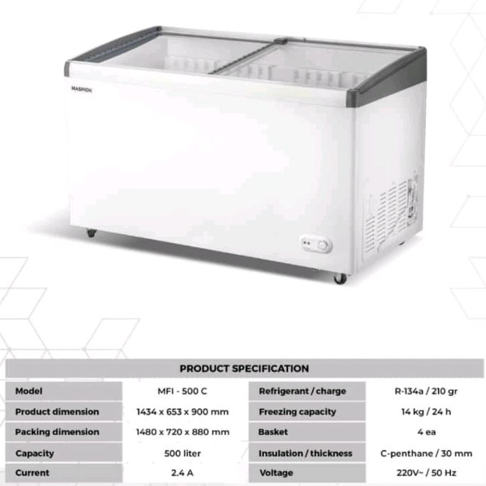 FREEZER MASPION MFI-500 C FREEZER SLIDING DOOR 500 LITER