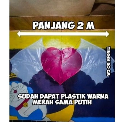 Layangan love bersayap kerangka siap rakit 2 meter bonus plastik merah Sama putih