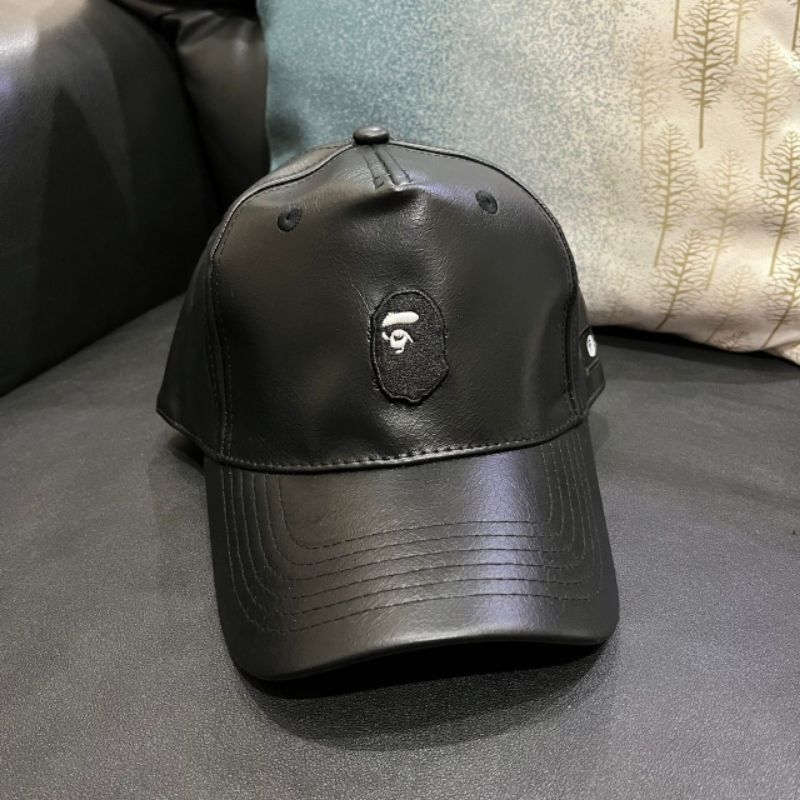 Topi Bathing Ape BAPE Leather Kulit Mirror 1:1 Like original