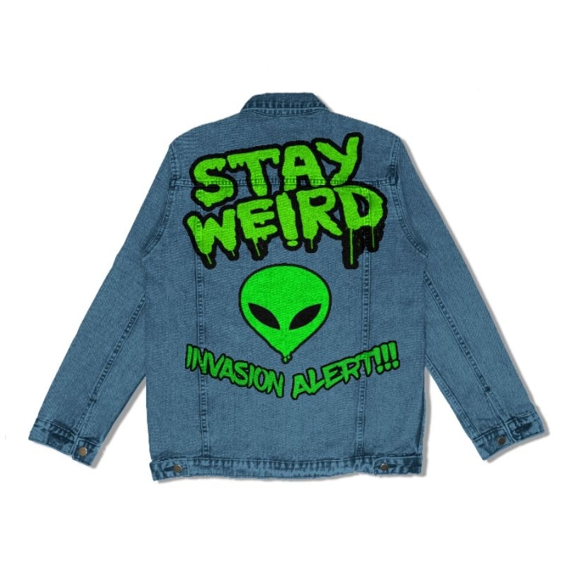 SMH | ALIEN INVASION | JACKET JEANS LUKIS HAND MADE - JAKET JEANS PRIA - JAKET JEANS WANITA OVERSIZE