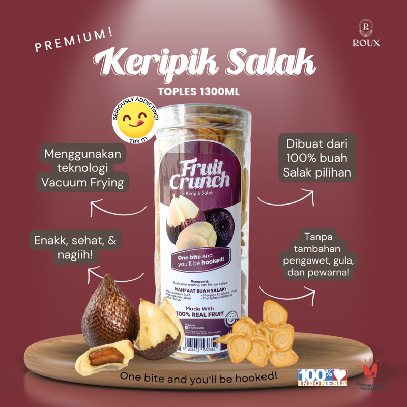 

FRUIT CRUNCH KERIPIK BUAH SALAK PREMIUM TOPLES 1300ml ENAK RENYAH NAGIH SEHAT HEALTHY SNACK