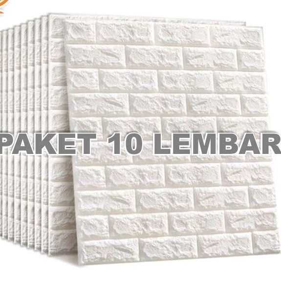 bigbeg - Wallpaper Dinding Foam 3D Bata Putih 70x77 cm Dekorasi Dinding 10 Lembar