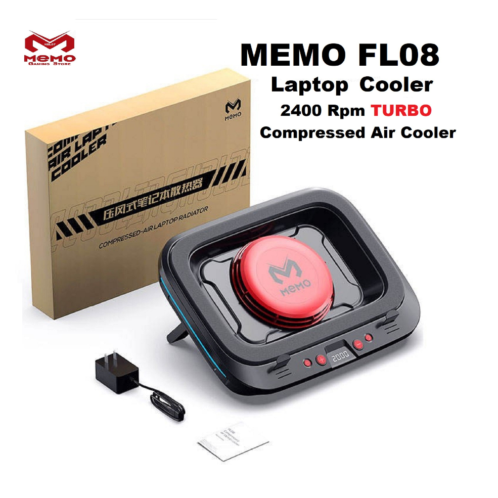 Memo FL08 Laptop Cooling Fan with 2400RPM Turbo Compressed Air Cooler Kipas Pendingin Laptop