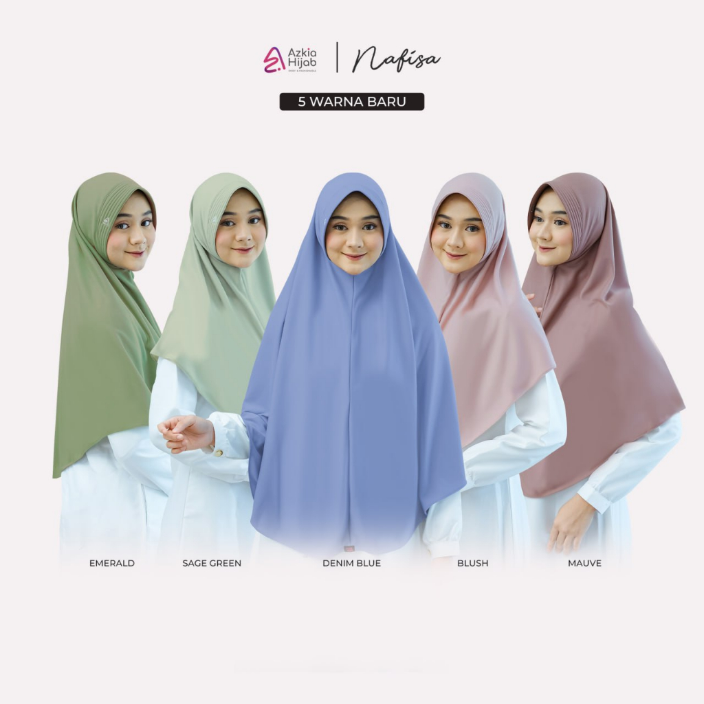 Azkia Hijab - Daily Hijab Bergo Nafisa (Size M, Kaos PE)