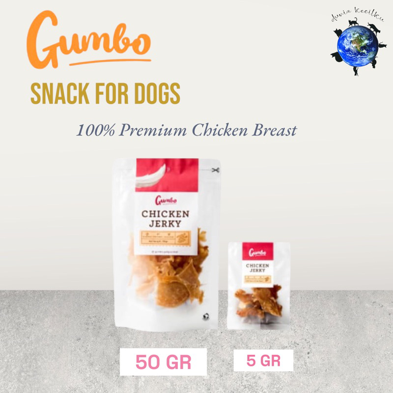 Gumbo Chicken Jerky Snack Treats / Cemilan Anjing 100% Premium Chicken Breast