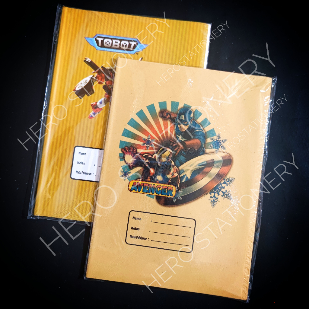 

Sampul buku coklat ukuran kuarto motif laki laki