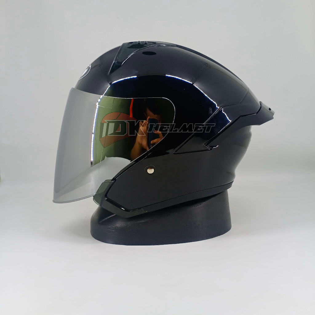 Helm Half Face DYR Subaru Solid Black Glossy Paket Ganteng Sticker KYT Original bukan NFJ Solid Blac