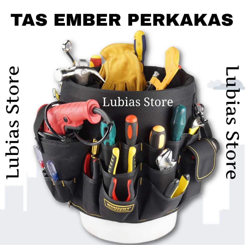 Tas Ember Perkakas Tas Perkakas Ember Besar untuk Menyimpan Peralatan Bangunan Lubias Store