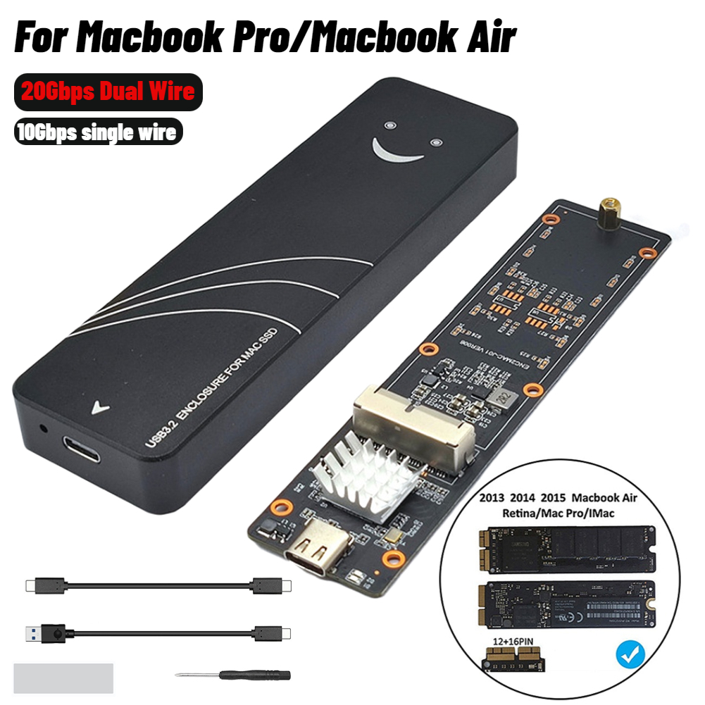 Macbook SSD NVMe AHCI External Enclosure Case Adapter USB 3.2 20Gbps for Macbook Air Pro 2013 2014 2