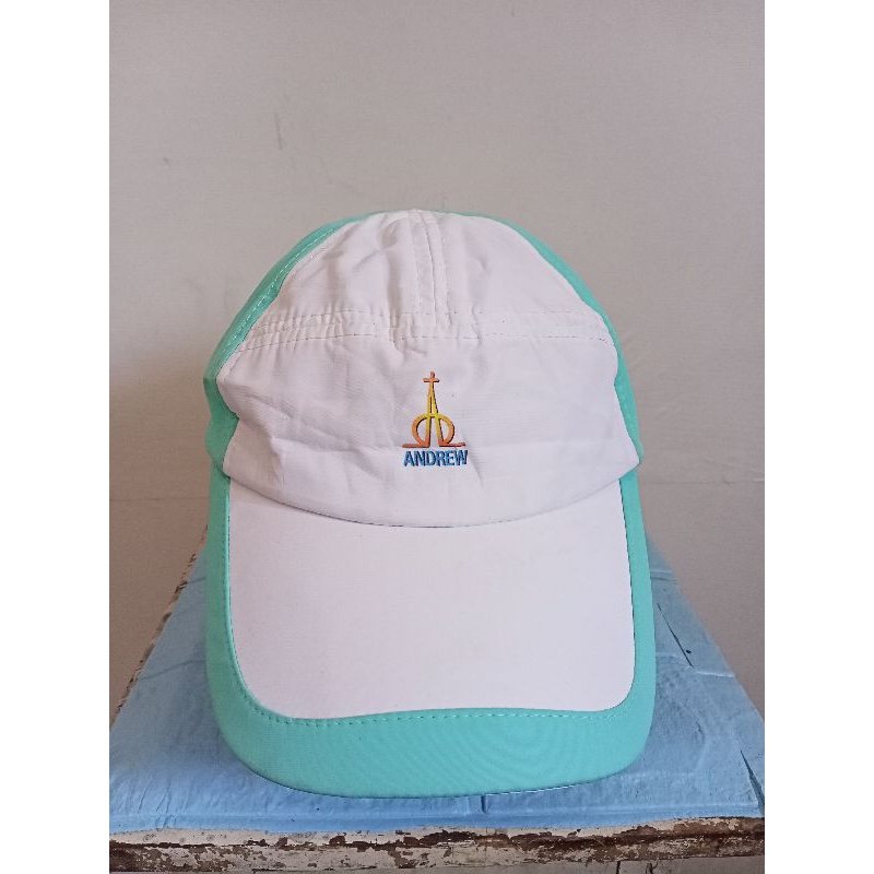 Topi Outdoor Andrew 2 Warna Hijau Tosca & Putih Bahan Taslan