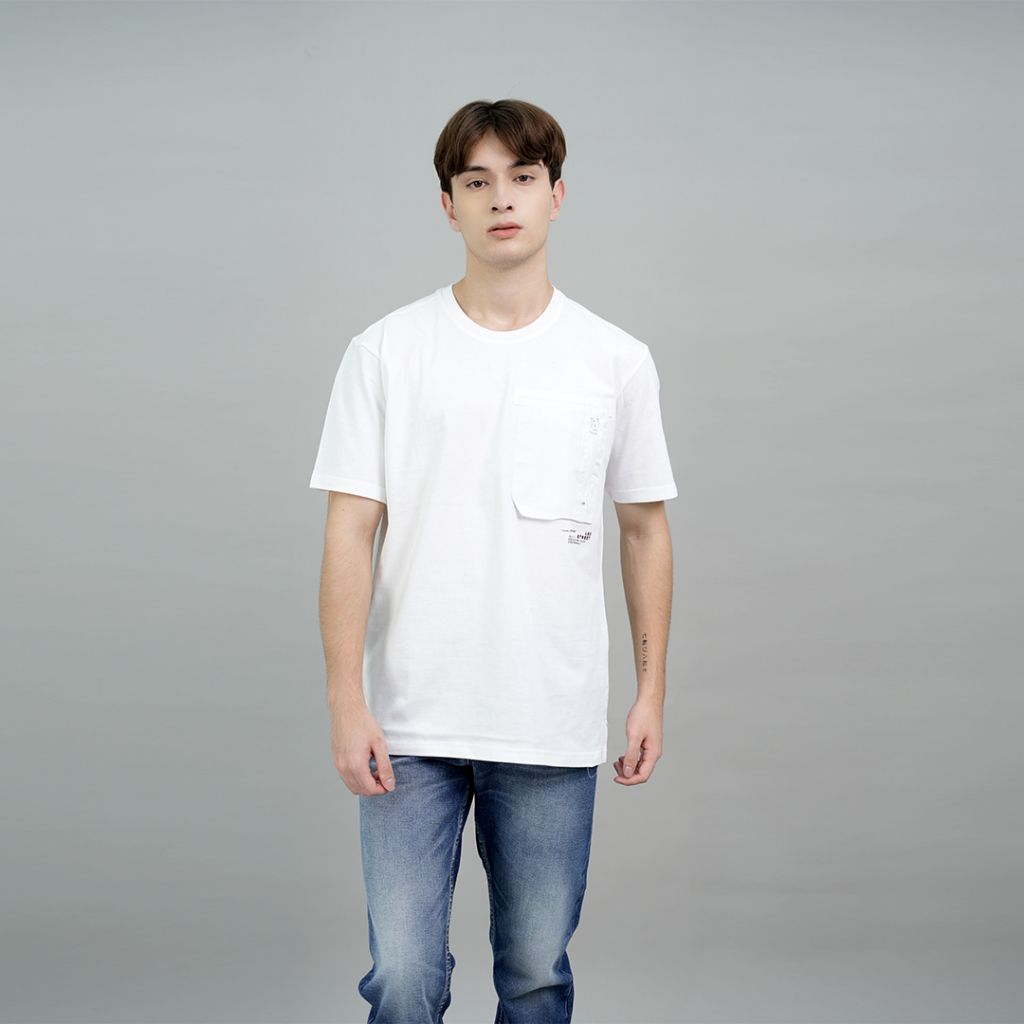 LGS Street - Kaos Casual Pria Lengan Pendek Motif Polos Warna Putih Basic Regular Fit - ST.36.H096.0