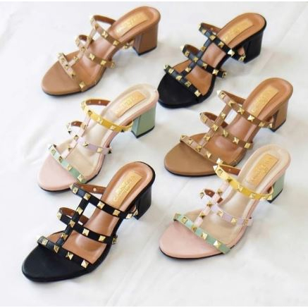 heels Polos  Hak Tahu  3cm 5cm terbaru 2022 import bisa cod D3S7 kaca pesta Chunky hak tahu slop kon