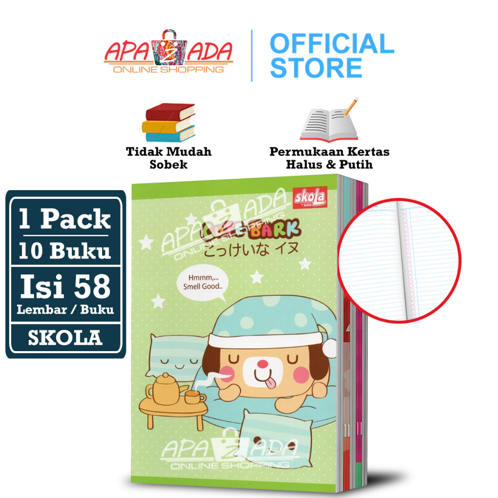 

Apazada Buku Tulis Skola 58 Lembar Murah [1 Pack - 10 Pcs Buku] / Buku Tulis Sekolah Halus