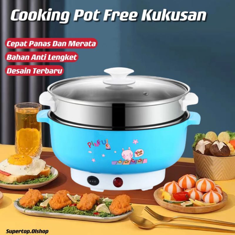 Panci Kapasitas Besar Listrik Multifungsi Free Kukusan/stamer Stainless Lapis Keramik Teflon⭐ Supert