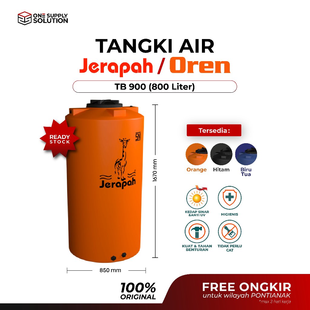Tangki Air Jerapah/Oren TB 900 (800 Liter)/ Tandon Air