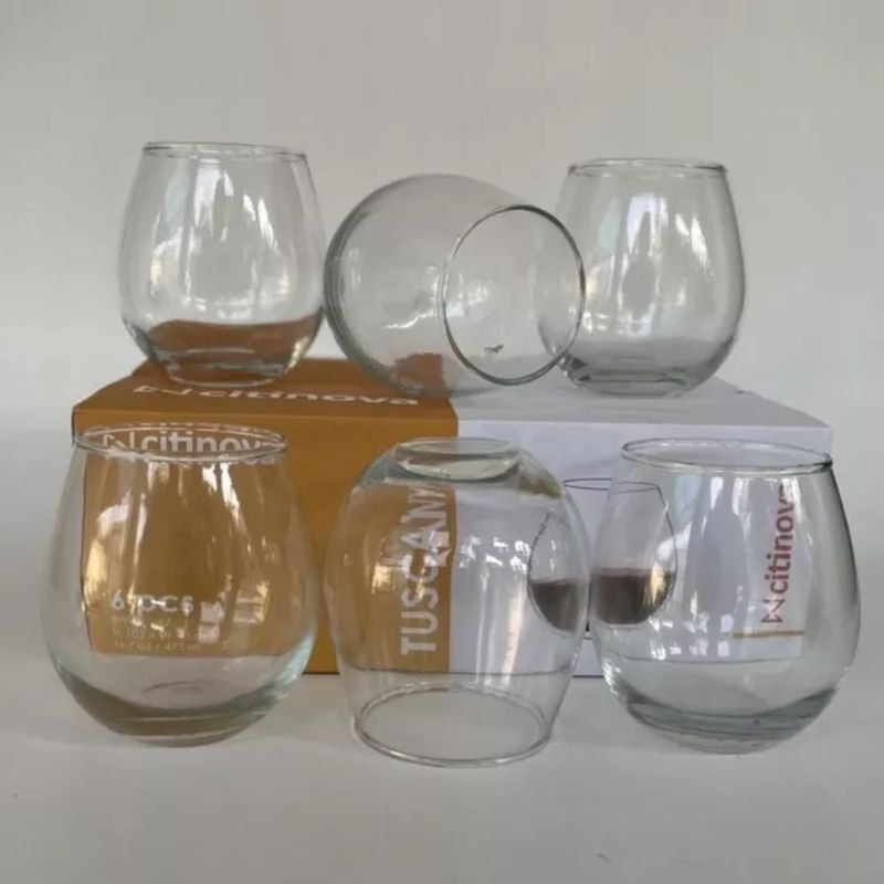 (6 PCS) GELAS CITINOVA TUSCANY/GELAS KACA ISI 6 X 475 ML