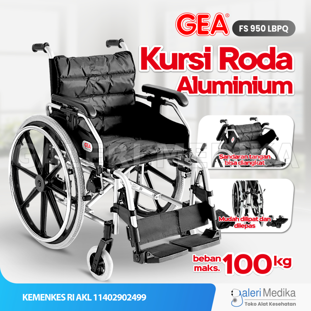 Kursi Roda Aluminium Velg Racing GEA FS 950 LBPQ / FS950 LBPQ / FS-950 LBPQ - Aluminium Wheelchair
