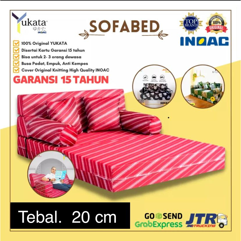 SOFABED INOAC YUKATA LIPAT 100% ORIGINAL [TEBAL 20 CM] KASUR BUSA SOFA BED LIPAT LANTAI YUKATA INOAC