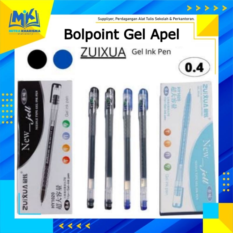 

(1 LUSIN) BOLPOINT GEL MURAH BERKUALITAS ZUIXUA HY1020 0,4 MM / BOLPOINT APEL / PULPEN GEL /BALLPEN