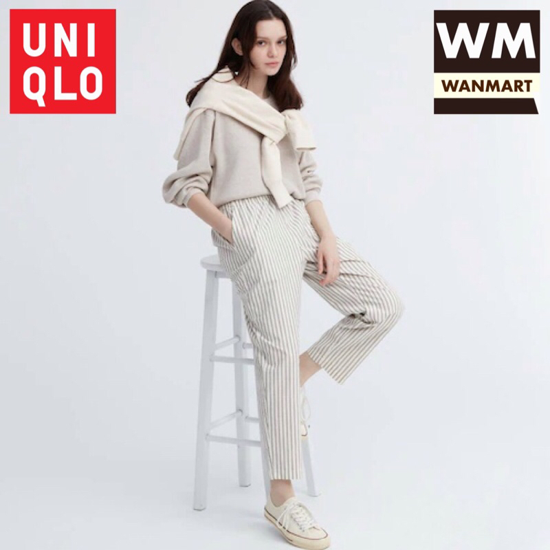 UNIQLO Women Pants Celana Panjang Wanita Relax Katun Ankle Off White