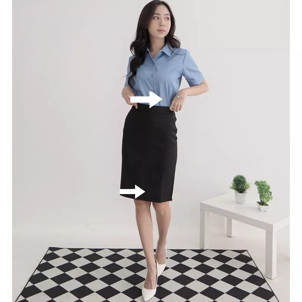 Rok Span Hitam Kerja Formal Pendek Selutut 3/4