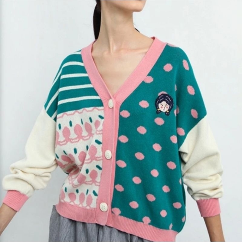 PRELOVED IDEKUHANDMADE X COTTONINK GREEN IDEKU MARILYNE CARDIGAN