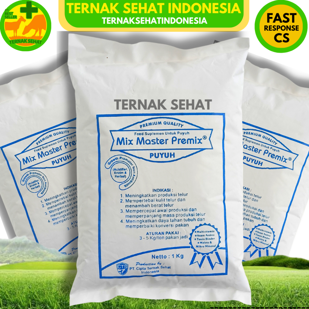 MIX MASTER PREMIX PUYUH PETELUR 1 kg - Suplemen Pakan Meningkatkan Produksi Telur dan Berat Telur Puyuh