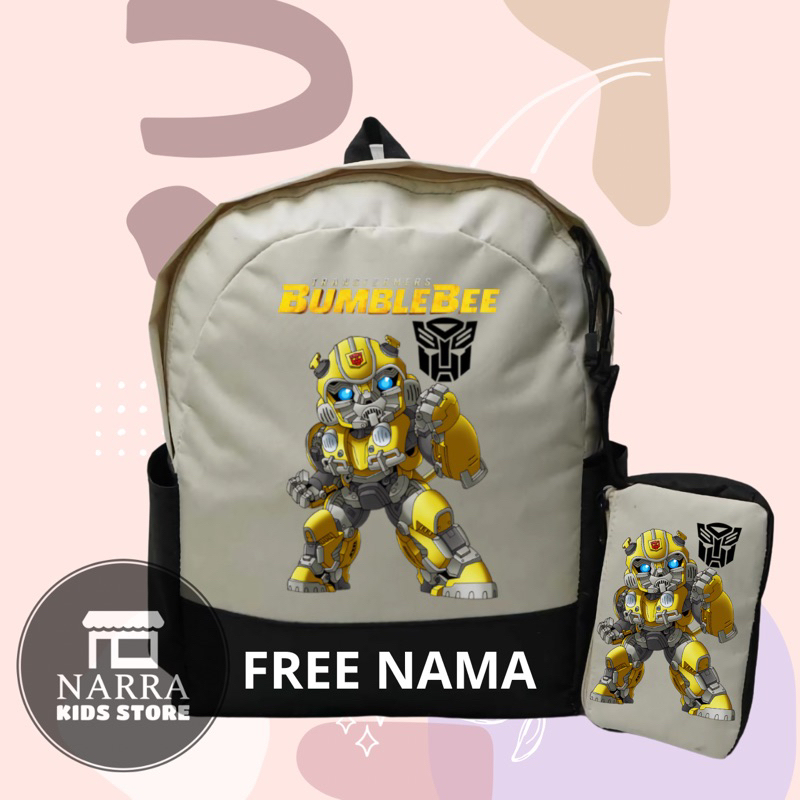 Tas Anak Sekolah SD / TK Custom Gambar Bumblebee Unisex