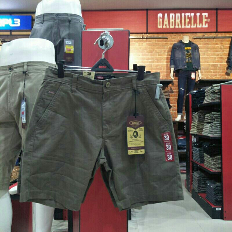 gabrielle celana chinos pendek pria atas lutut stretch