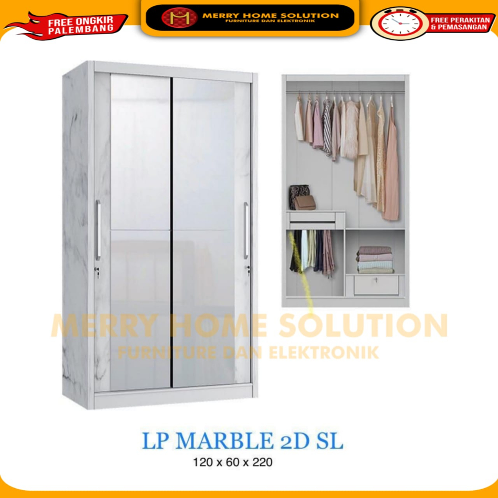 Lemari siantano cermin LP Marble 2D SL Merek siantano