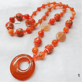 Set Kalung dan gelang batu kombinasi manik dayak