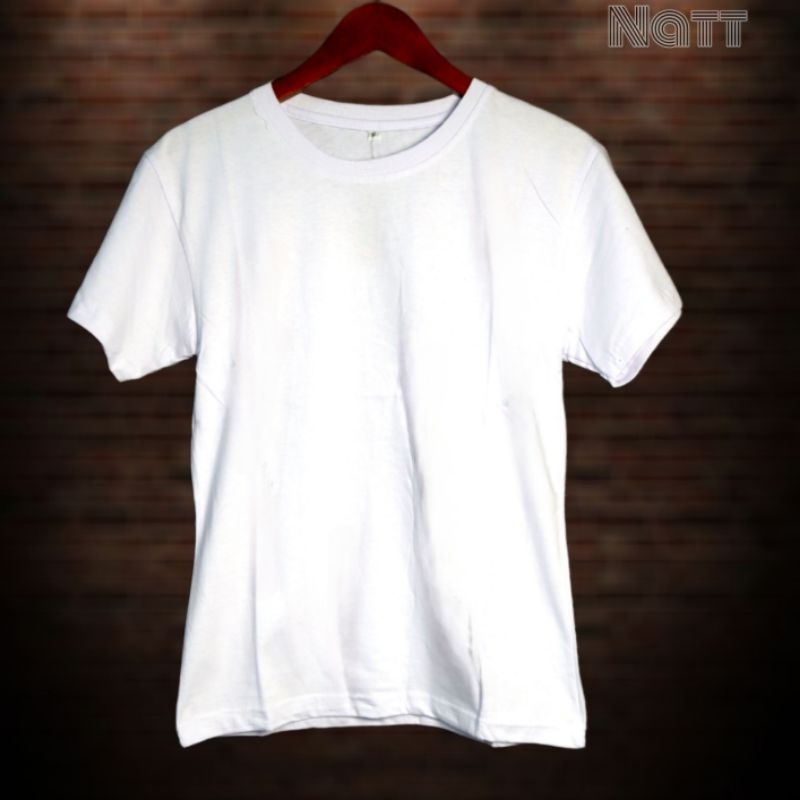 Baju kaos oblong polos pria dan wanita (unisex) Warna PUTIH bahan catton combad 30s (Bukan bahan pol
