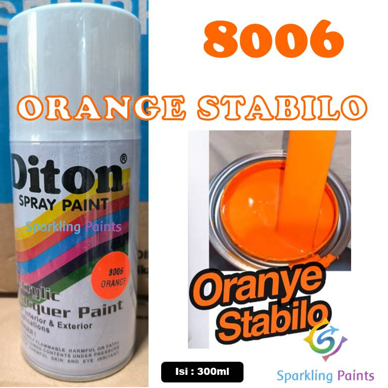Pilox Diton Orange 8006 300ml Oranye Oren Orens Stabilo Fluorescent Cat Semprot Motor Mobil Sepeda P