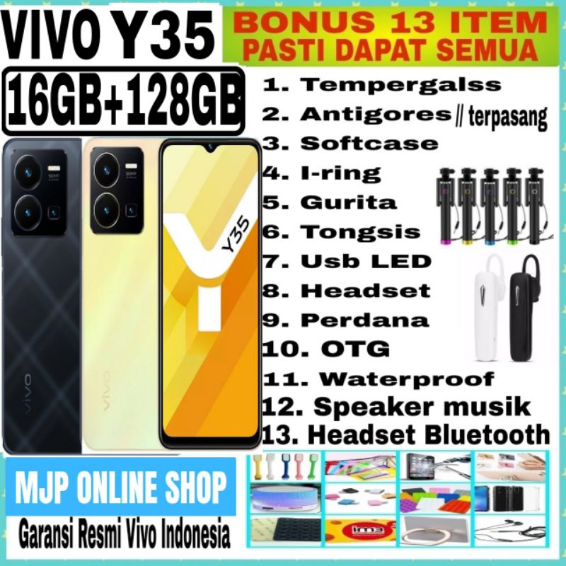 VIVO Y35 &amp; Y33T 16GB + 128GB &amp;  RAM 16GB (8GB + 8GB )ROM 128GB GARANSI RESMI VIVO INDONESIA