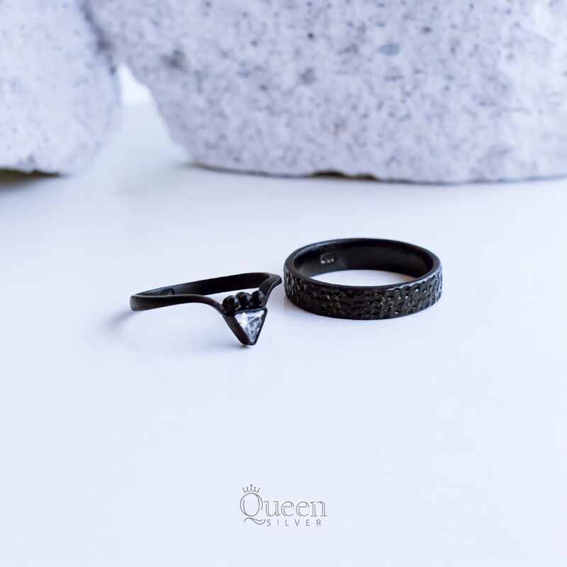 CINCIN NIKAH RUSTIC WEDDING RING CINCIN HITAM SILVER 925