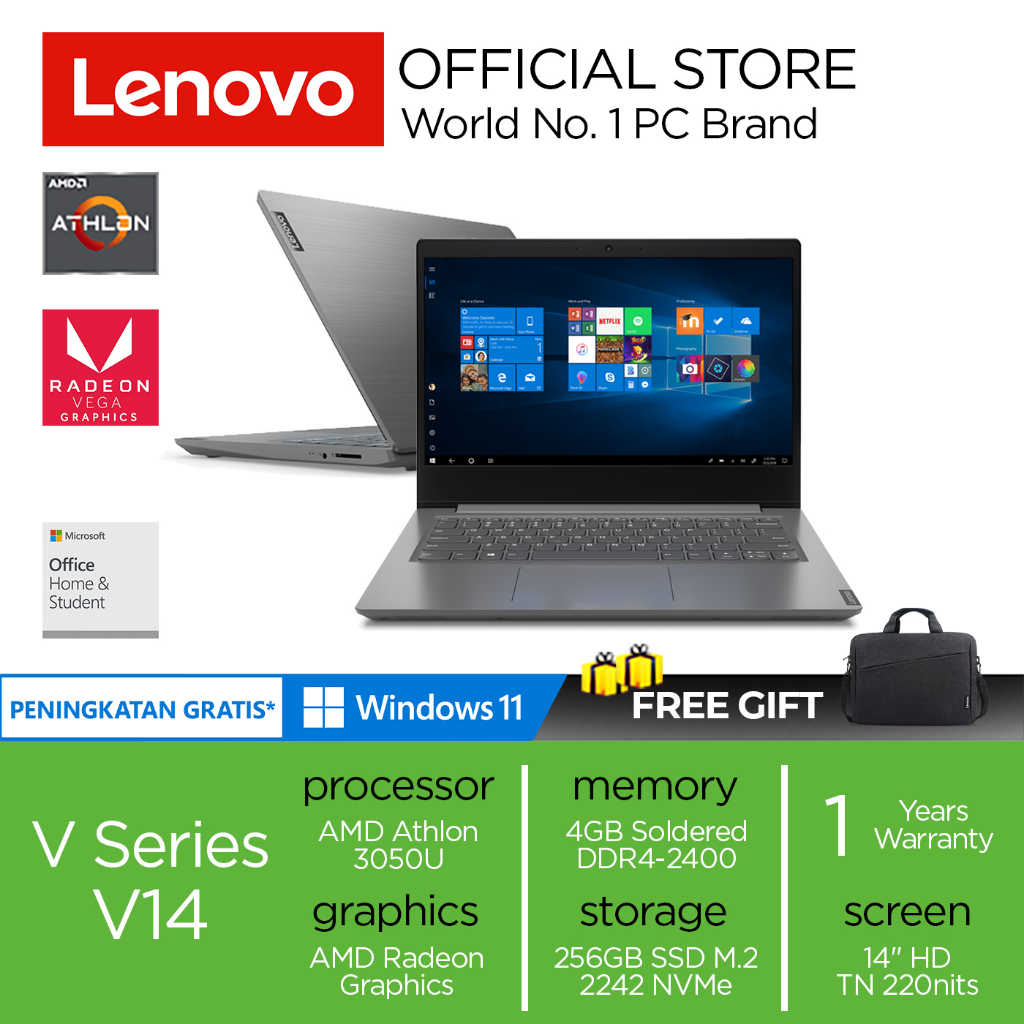 Lenovo V14 ADA | Athlon 3050 4GB 256ssd Vega 3 W10+OHS 14.0 GRY