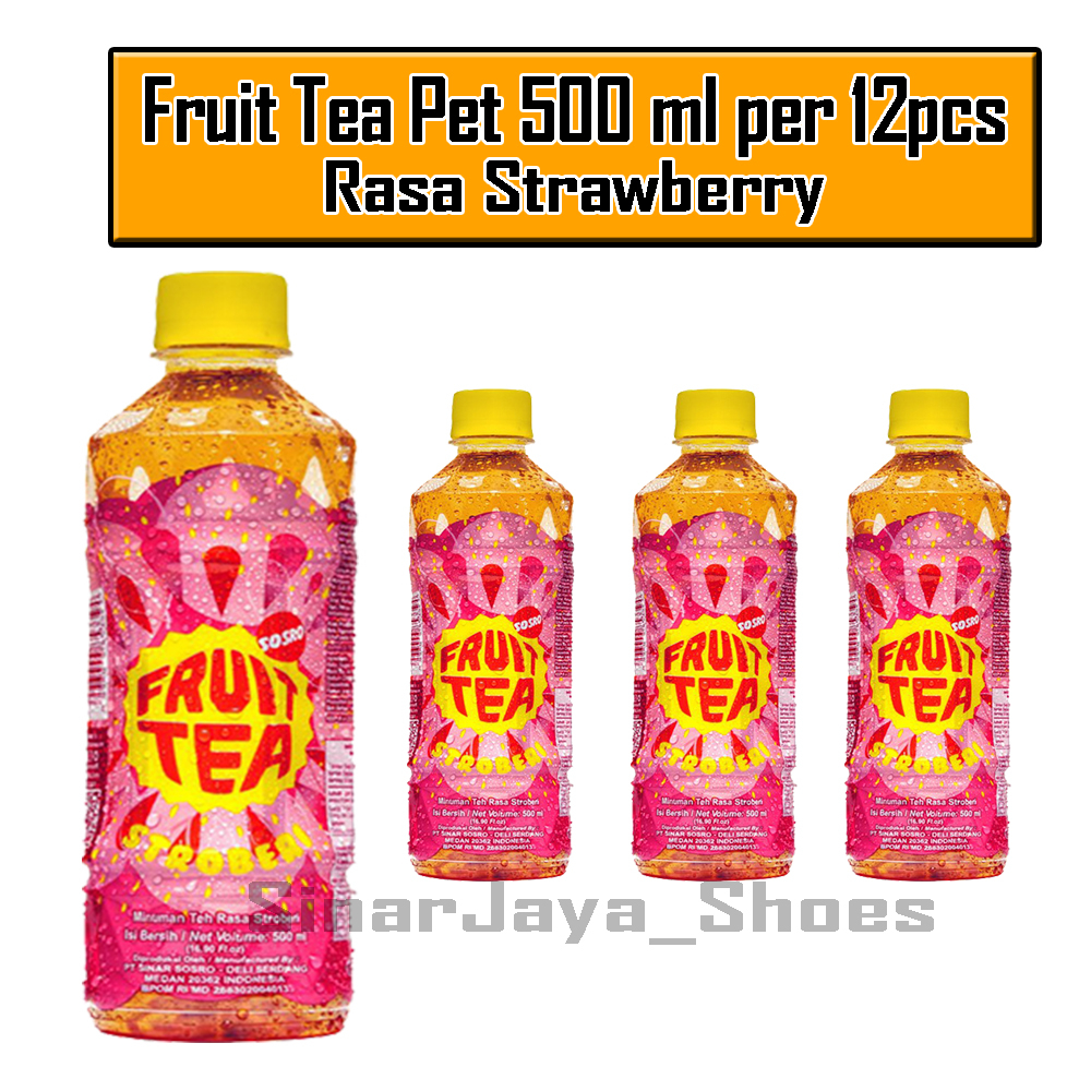 

Fruit Tea Sosro Strawberry pet 500 ml isi 12 Pcs